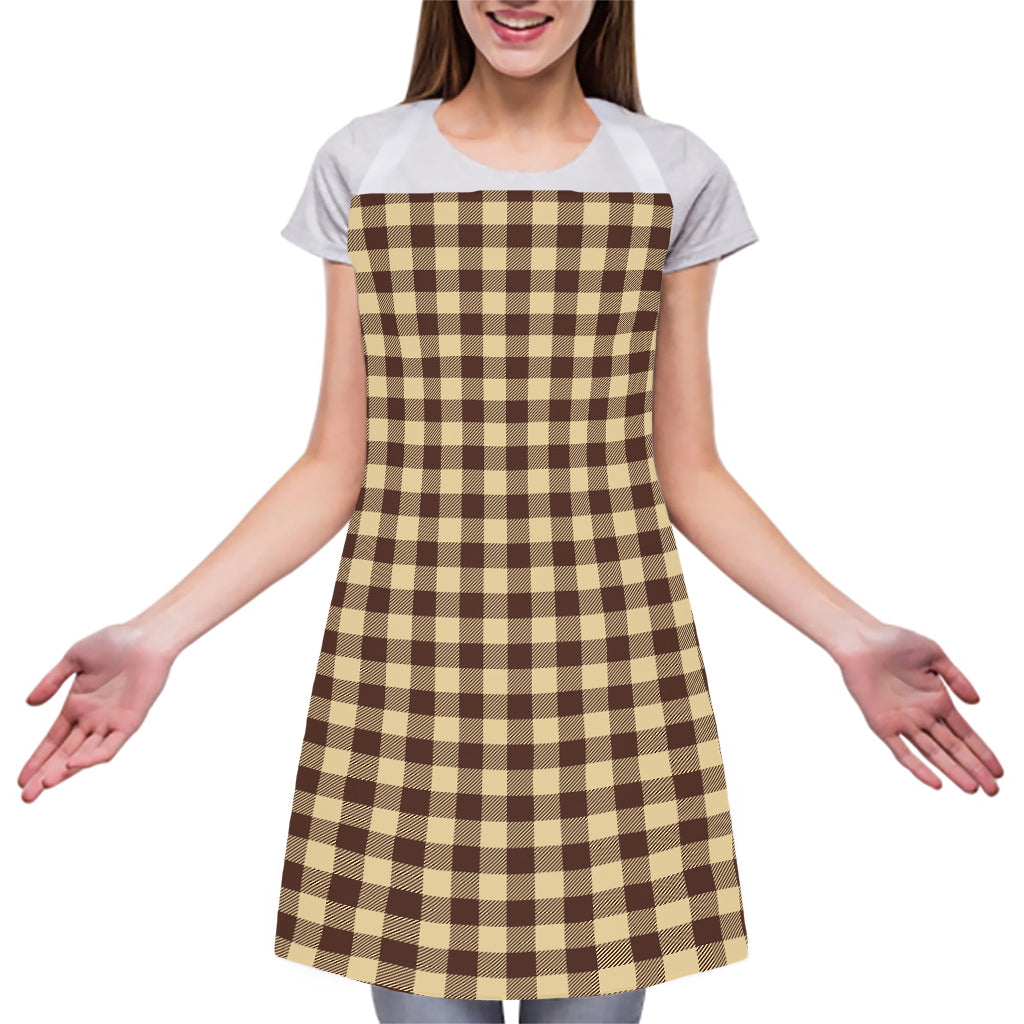 Brown And Beige Buffalo Check Print Adjustable Apron