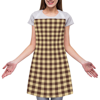 Brown And Beige Buffalo Check Print Adjustable Apron
