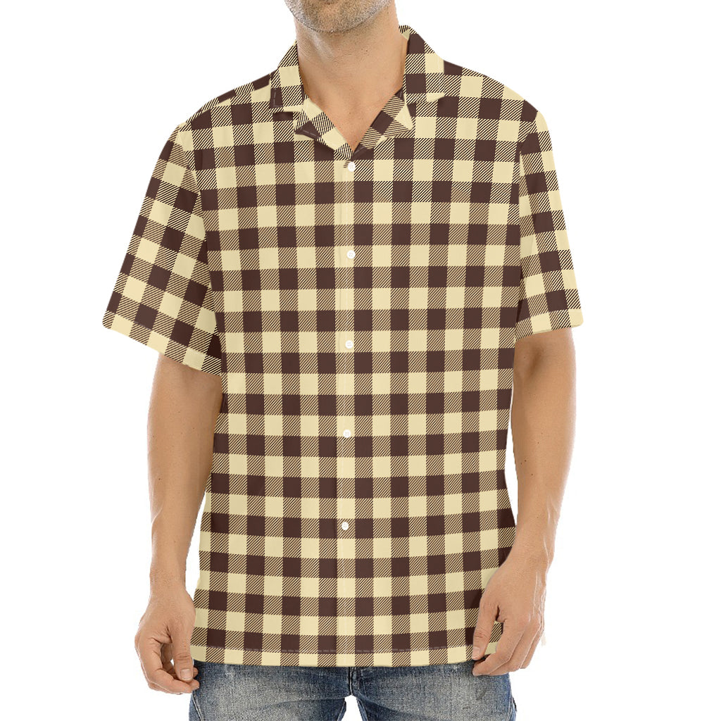 Brown And Beige Buffalo Check Print Aloha Shirt