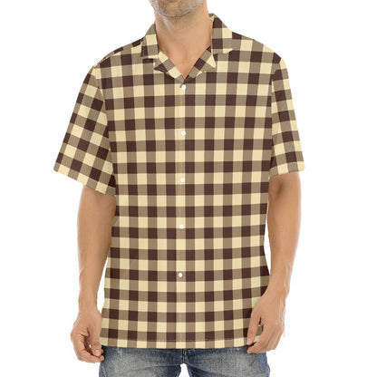 Brown And Beige Buffalo Check Print Aloha Shirt