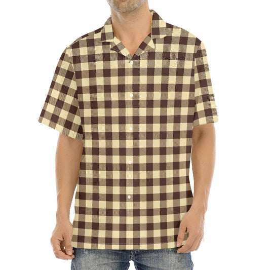 Brown And Beige Buffalo Check Print Aloha Shirt