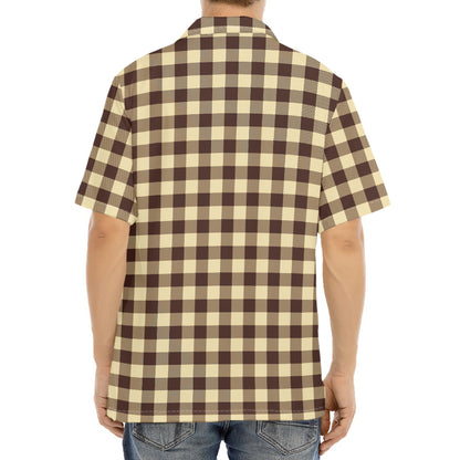 Brown And Beige Buffalo Check Print Aloha Shirt