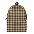 Brown And Beige Buffalo Check Print School Backpack