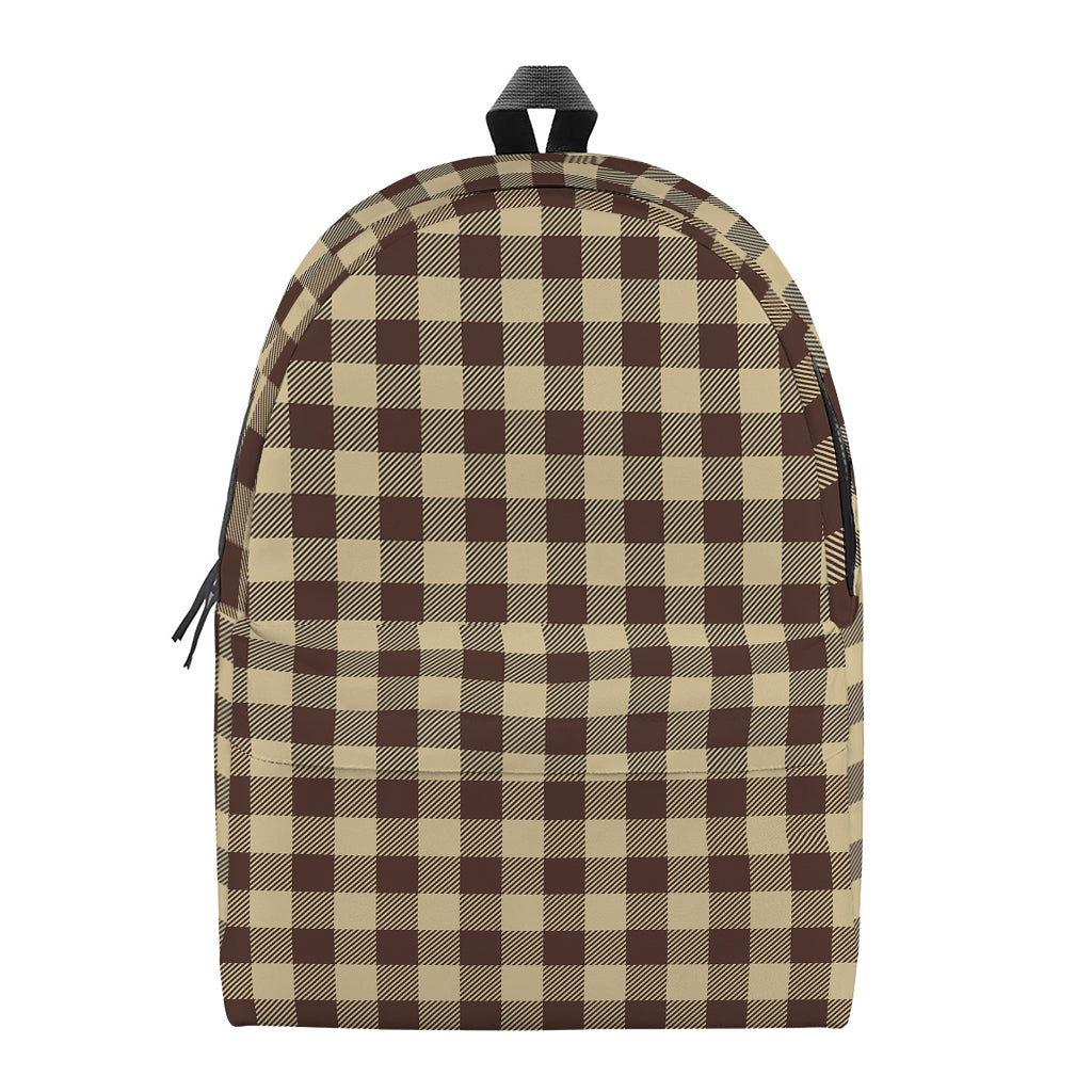 Brown And Beige Buffalo Check Print Backpack