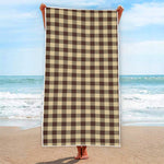 Brown And Beige Buffalo Check Print Beach Towel