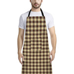 Brown And Beige Buffalo Check Print Bib Apron With Pocket
