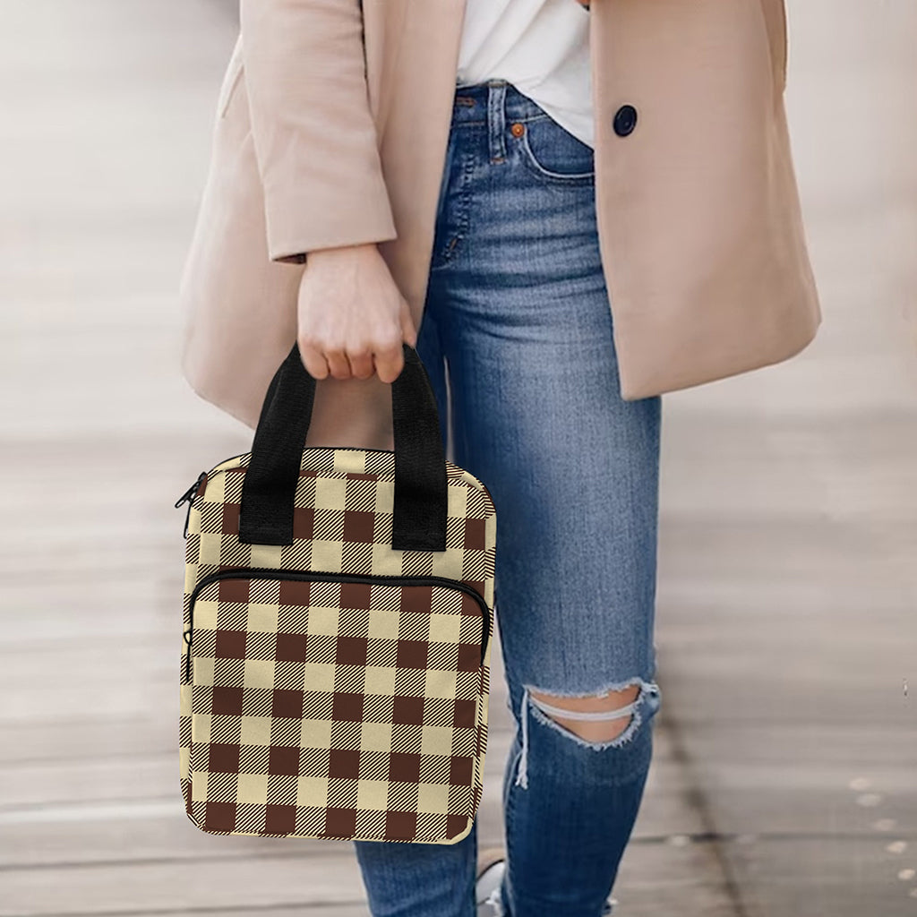 Brown And Beige Buffalo Check Print Bible Tote Bag