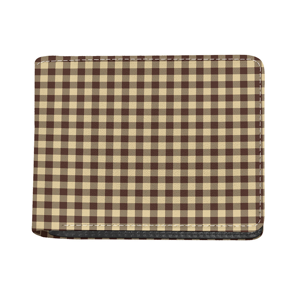 Brown And Beige Buffalo Check Print Bifold Wallet