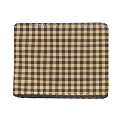 Brown And Beige Buffalo Check Print Bifold Wallet