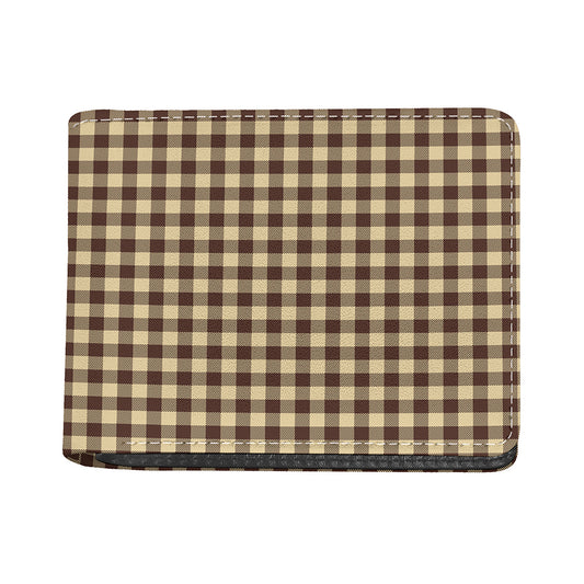 Brown And Beige Buffalo Check Print Bifold Wallet