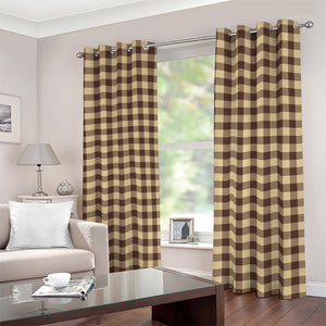 Brown And Beige Buffalo Check Print Blackout Grommet Curtains