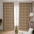 Brown And Beige Buffalo Check Print Dimout Pencil Pleat Curtains