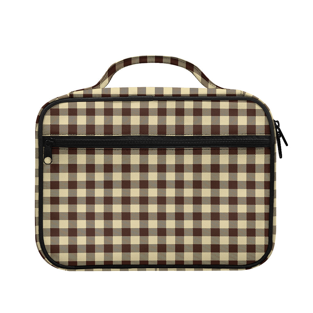 Brown And Beige Buffalo Check Print Briefcase Bible Bag