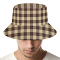 Brown And Beige Buffalo Check Print Bucket Hat