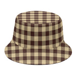 Brown And Beige Buffalo Check Print Bucket Hat