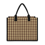 Brown And Beige Buffalo Check Print Canvas Tote Bag