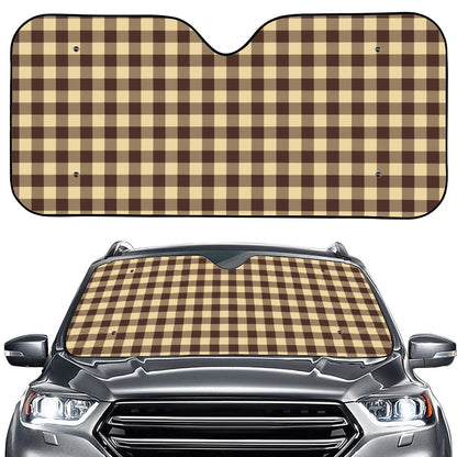 Brown And Beige Buffalo Check Print Car Windshield Sun Shade
