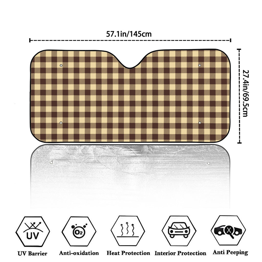 Brown And Beige Buffalo Check Print Car Windshield Sun Shade