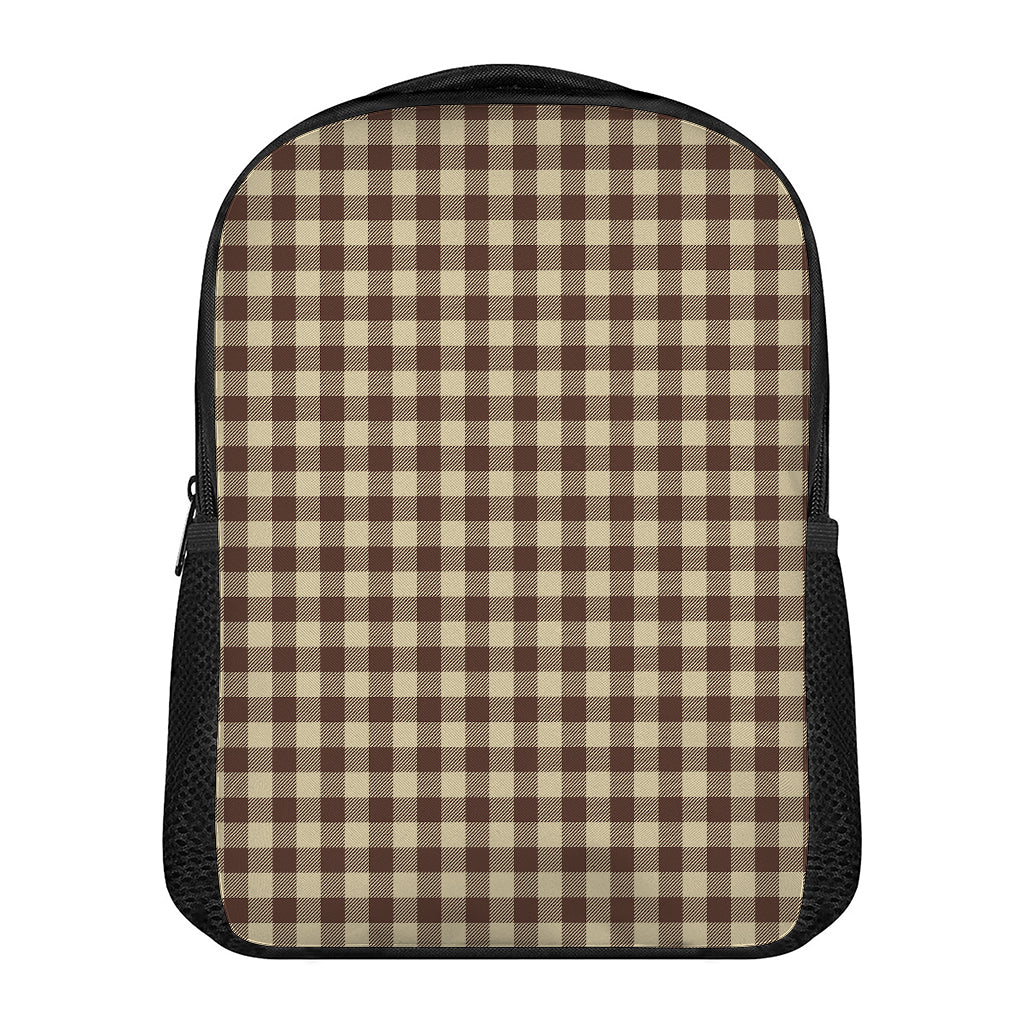 Brown And Beige Buffalo Check Print Casual Backpack