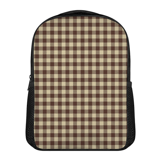 Brown And Beige Buffalo Check Print Casual Backpack