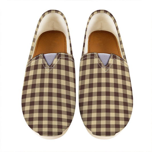 Brown And Beige Buffalo Check Print Casual Shoes