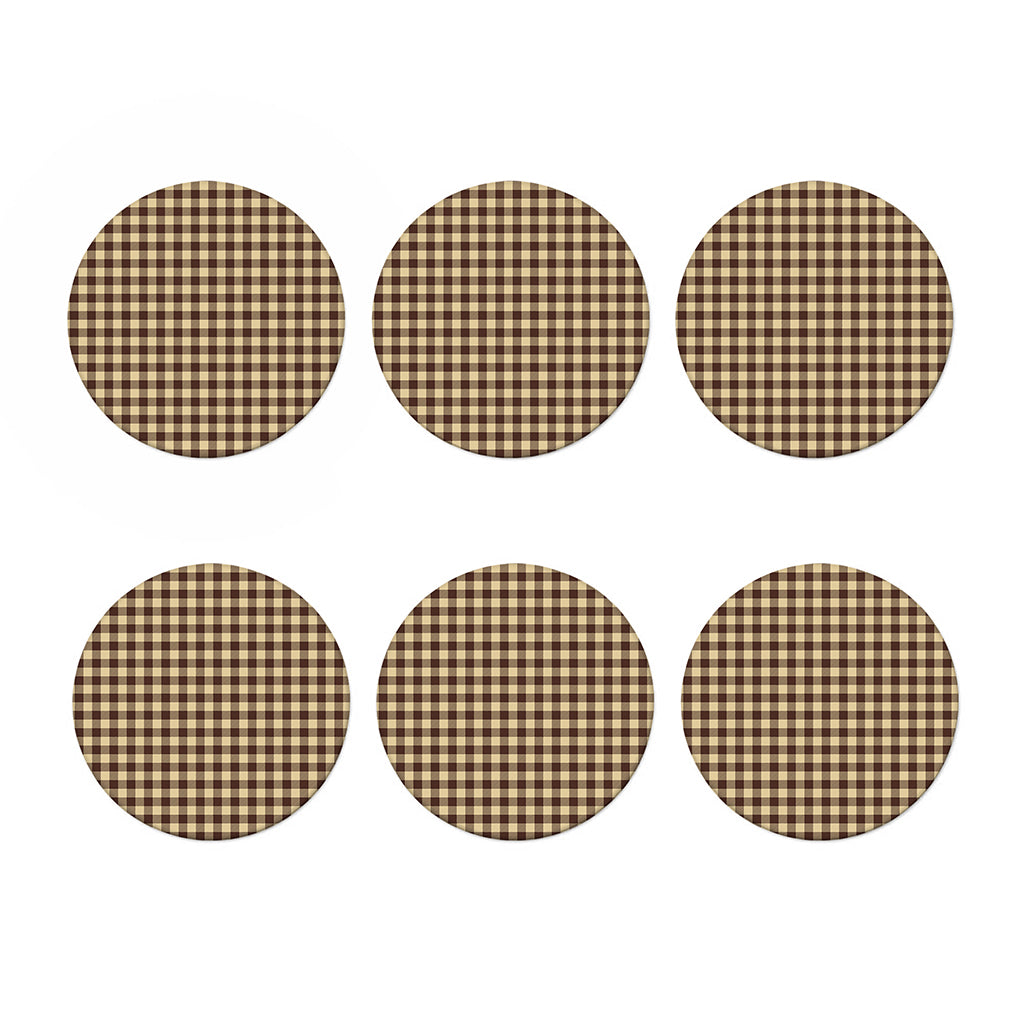 Brown And Beige Buffalo Check Print Coaster Set