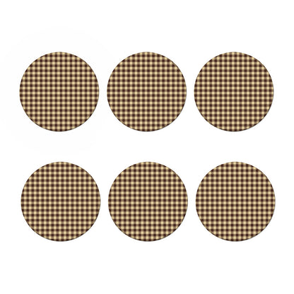 Brown And Beige Buffalo Check Print Coaster Set