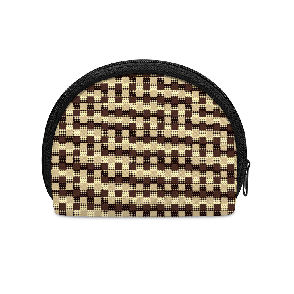 Brown And Beige Buffalo Check Print Coin Purse