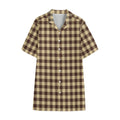 Brown And Beige Buffalo Check Print Cotton Hawaiian Shirt