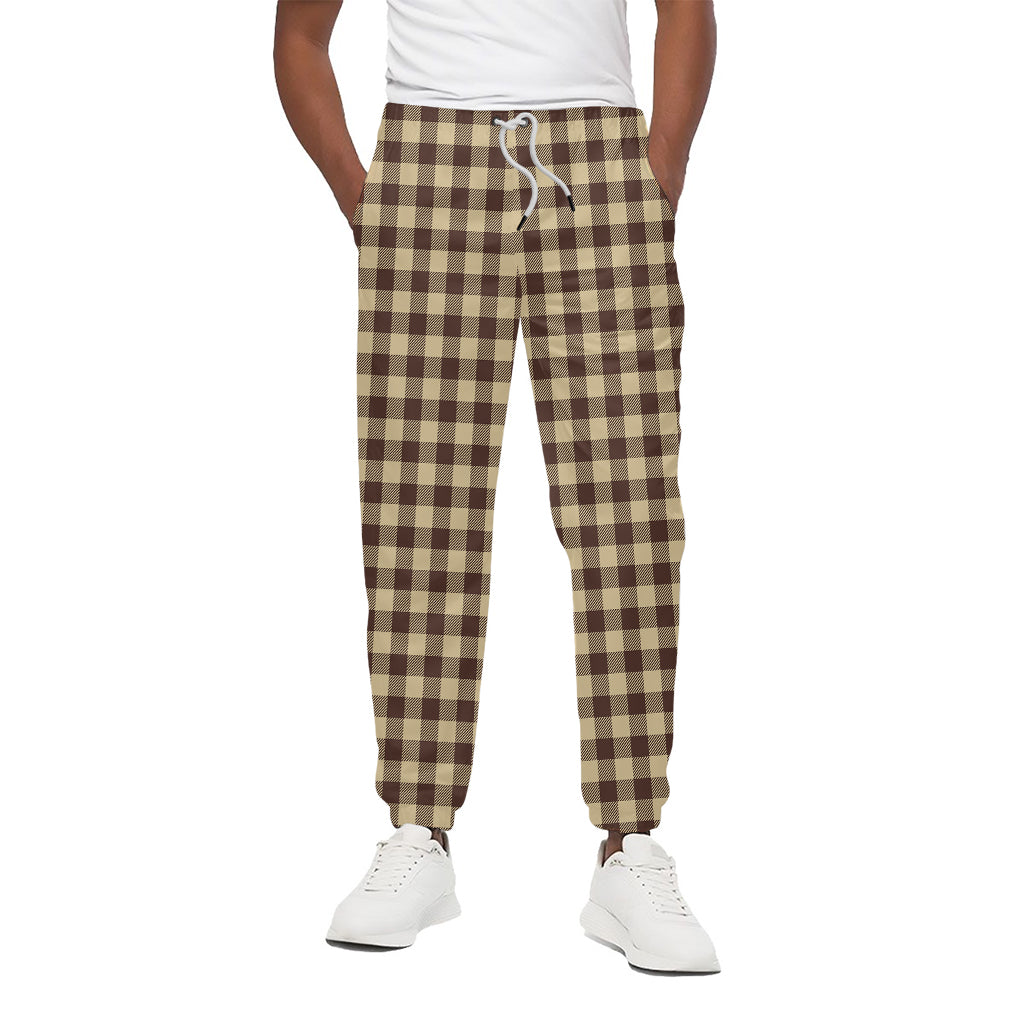 Brown And Beige Buffalo Check Print Cotton Pants