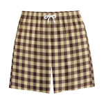 Brown And Beige Buffalo Check Print Cotton Shorts