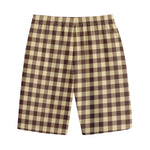 Brown And Beige Buffalo Check Print Cotton Shorts
