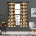 Brown And Beige Buffalo Check Print Grommet Curtain Panels