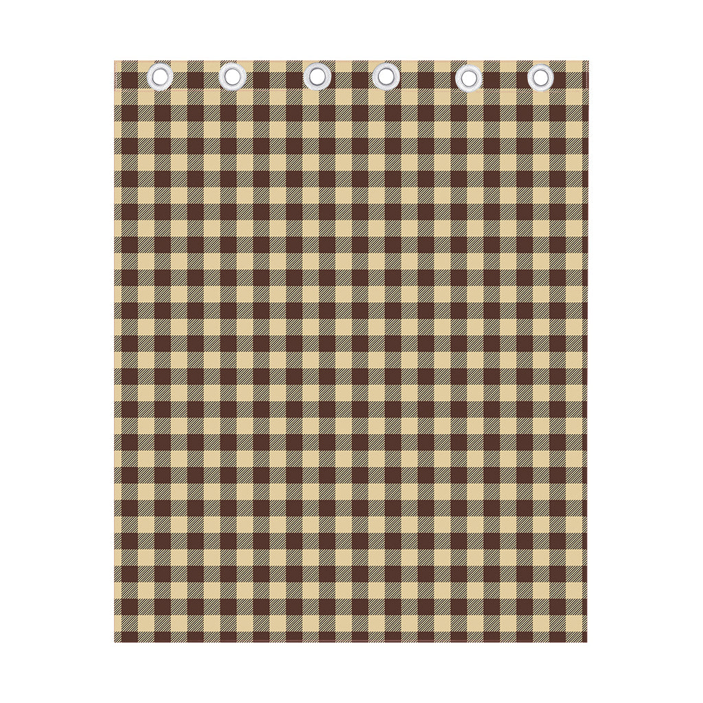 Brown And Beige Buffalo Check Print Curtain