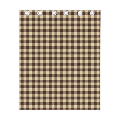 Brown And Beige Buffalo Check Print Curtain