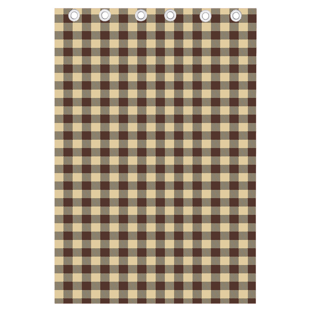 Brown And Beige Buffalo Check Print Curtain