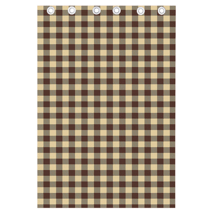 Brown And Beige Buffalo Check Print Curtain