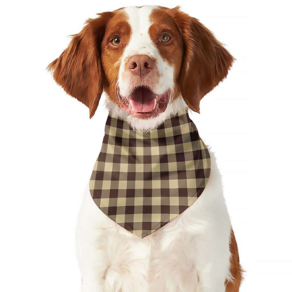 Brown And Beige Buffalo Check Print Dog Bandana