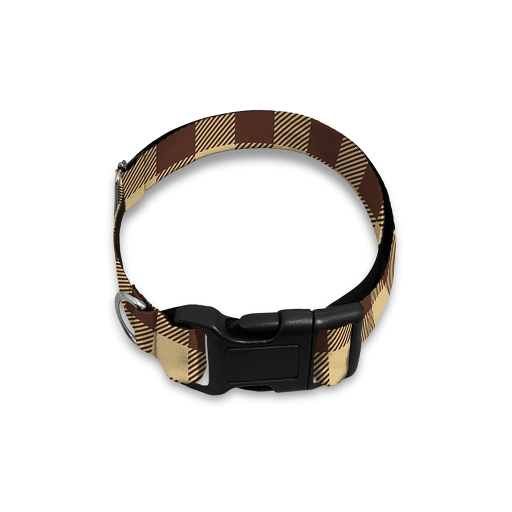 Brown And Beige Buffalo Check Print Dog Collar