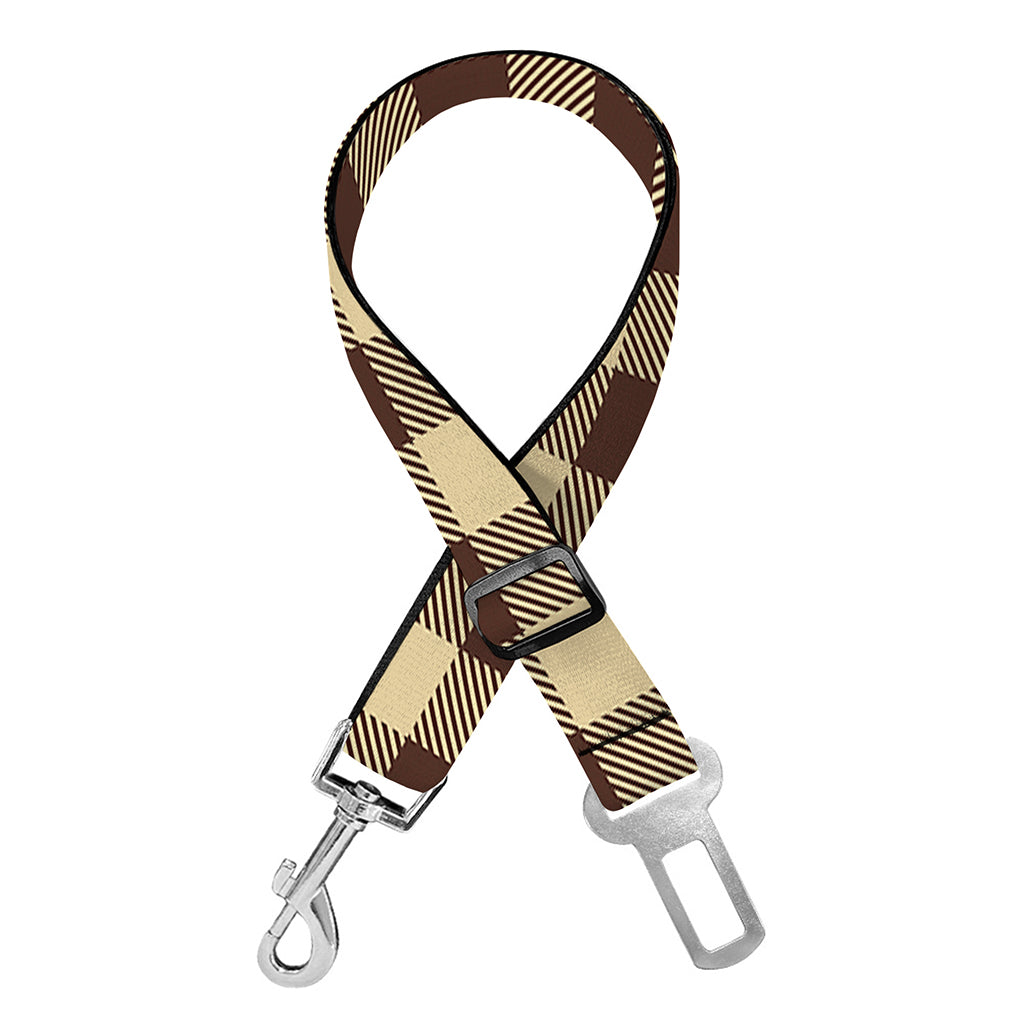 Brown And Beige Buffalo Check Print Dog Seat Belt