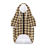 Brown And Beige Buffalo Check Print Dog Zip Up Hoodie
