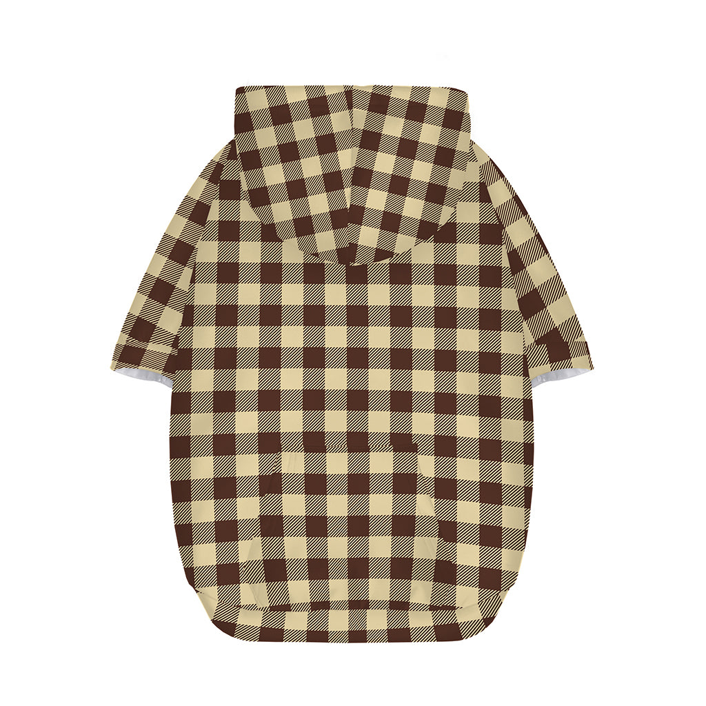 Brown And Beige Buffalo Check Print Dog Zip Up Hoodie