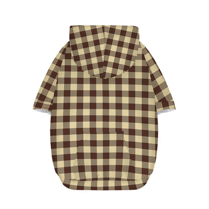 Brown And Beige Buffalo Check Print Dog Zip Up Hoodie