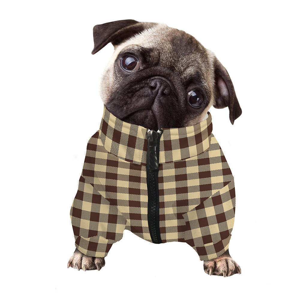 Brown And Beige Buffalo Check Print Dog Zip Up Jacket