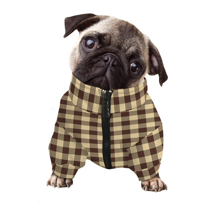 Brown And Beige Buffalo Check Print Dog Zip Up Jacket