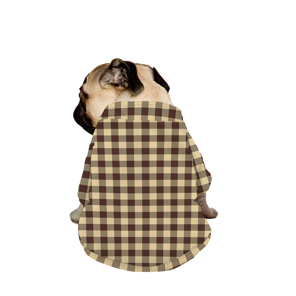 Brown And Beige Buffalo Check Print Dog Zip Up Jacket
