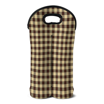Brown And Beige Buffalo Check Print Double Neoprene Wine Tote