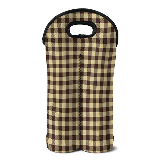 Brown And Beige Buffalo Check Print Double Neoprene Wine Tote
