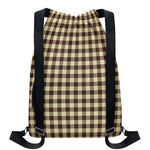 Brown And Beige Buffalo Check Print Drawstring Backpack