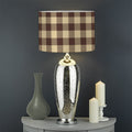 Brown And Beige Buffalo Check Print Drum Lamp Shade